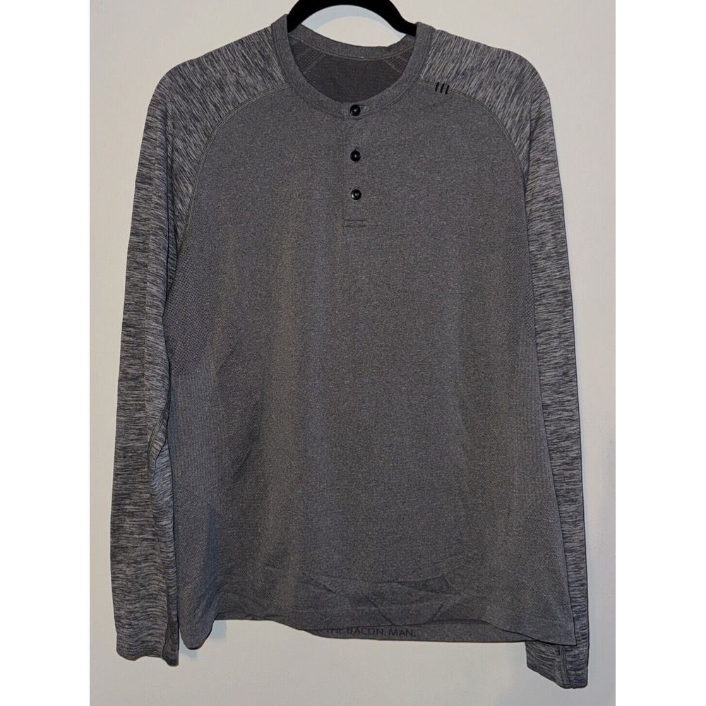 Men's Lululemon Metal Vent Tech Long Sleeve‎ Henley Gray Men's Size Large